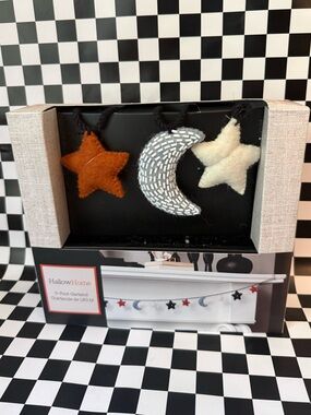 Star and Moon Felt Garland - Orange, Cream, Gray